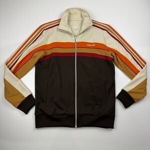 Vintage Adidas Originals Track Jacket Brown Orange Cream Zip Up Men’s M Retro